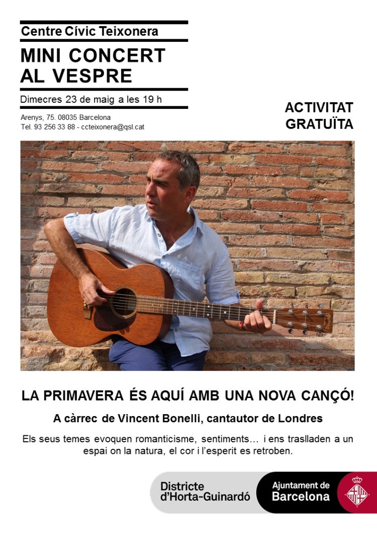 Poster for Centre Civic Teixonera Dimecres 23 Maig 2018 mini concert
